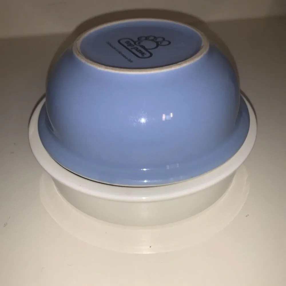 Ceramic Top Paw Dog Chow Bowl, & Water Dish  D/W & Micro Safe - EUC